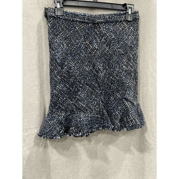 Theory Women's Diagonal Wool-Blend Tweed Mini Skirt - Blue Multi 2 - Picture 3 of 8